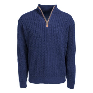 Lightweight Cable Knit Quarter-Zip Sweater